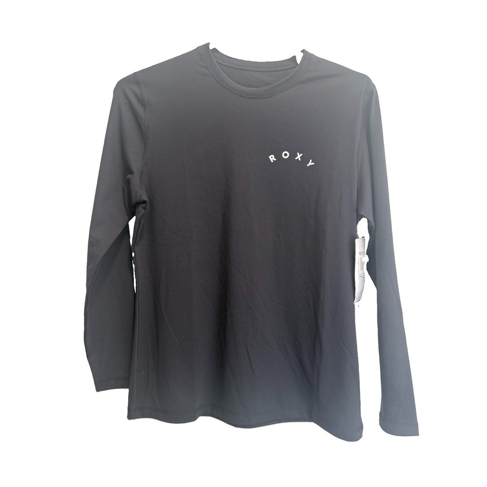 ROXY Enjoy Waves LS Lycra Long Sleeve Rash Guard Top Black Small ERJWR03368